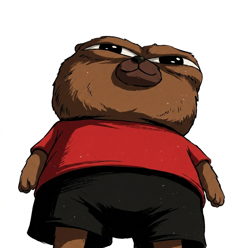 Anime Bobo seen from a low angle